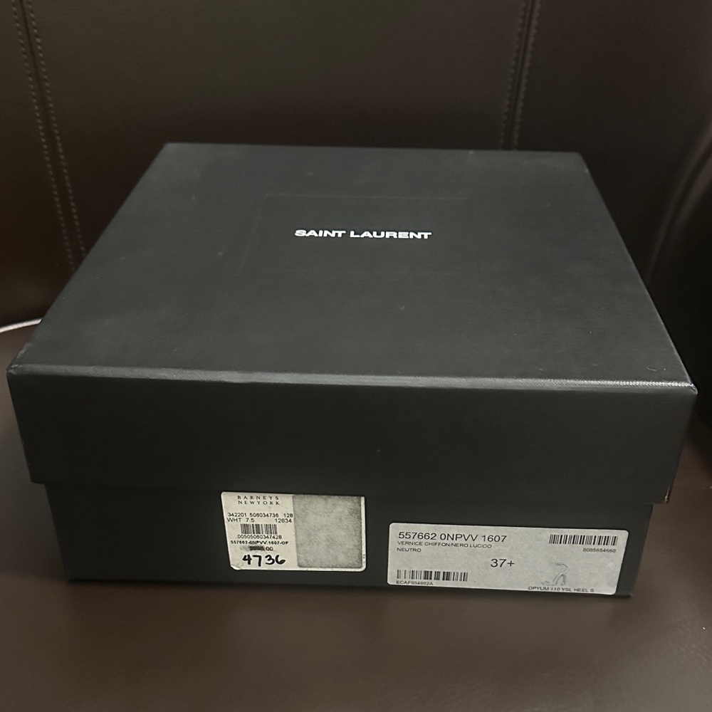Women’s Saint Laurent Vernice Chiffon/Nero Lucido Neutro Opyum 110 YSL Heels - Picture 3 of 9